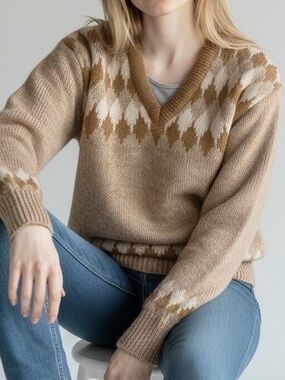 Vintage 60’s / 70’s Jantzen Wool Fair Isle V-Neck Sweater